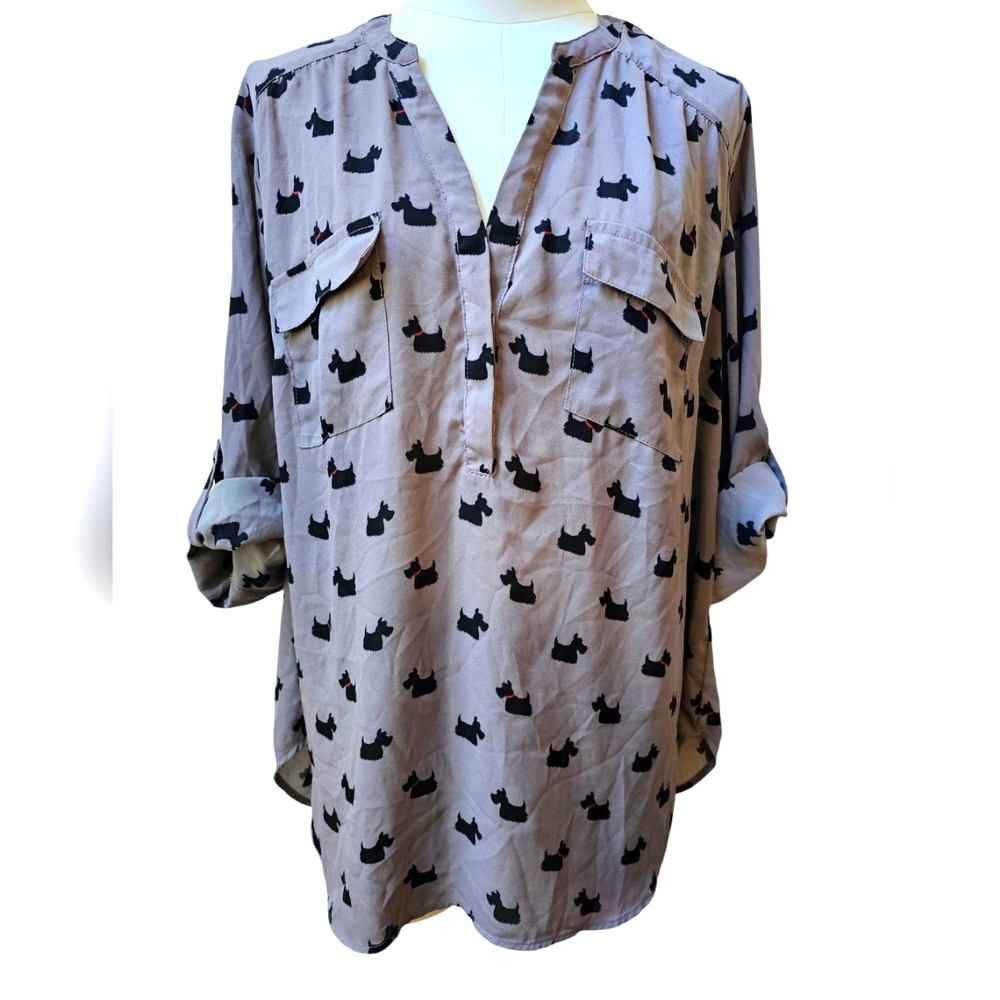 Torrid Scottish Terriers Harper 3/4 Sleeve Pullover Blouse Size 0